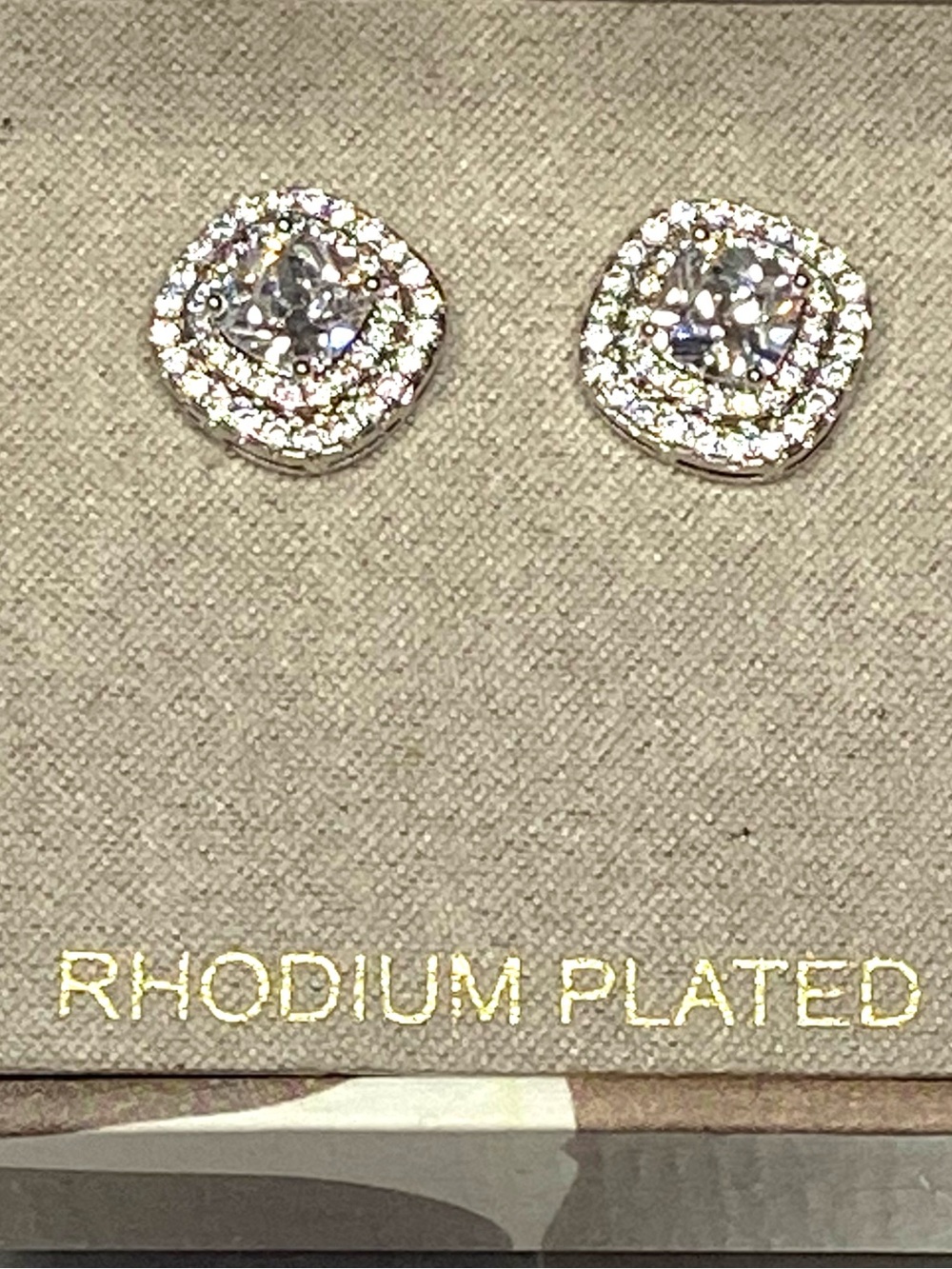 Classic White CZ Halo Stud Earrings - rhodium plated - Picture 5 of 5